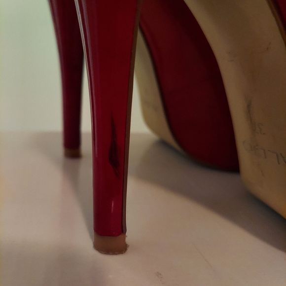 Aldo Red Peep Toe Heels Size 37 EU (6.5 US) - Picture 5 of 7